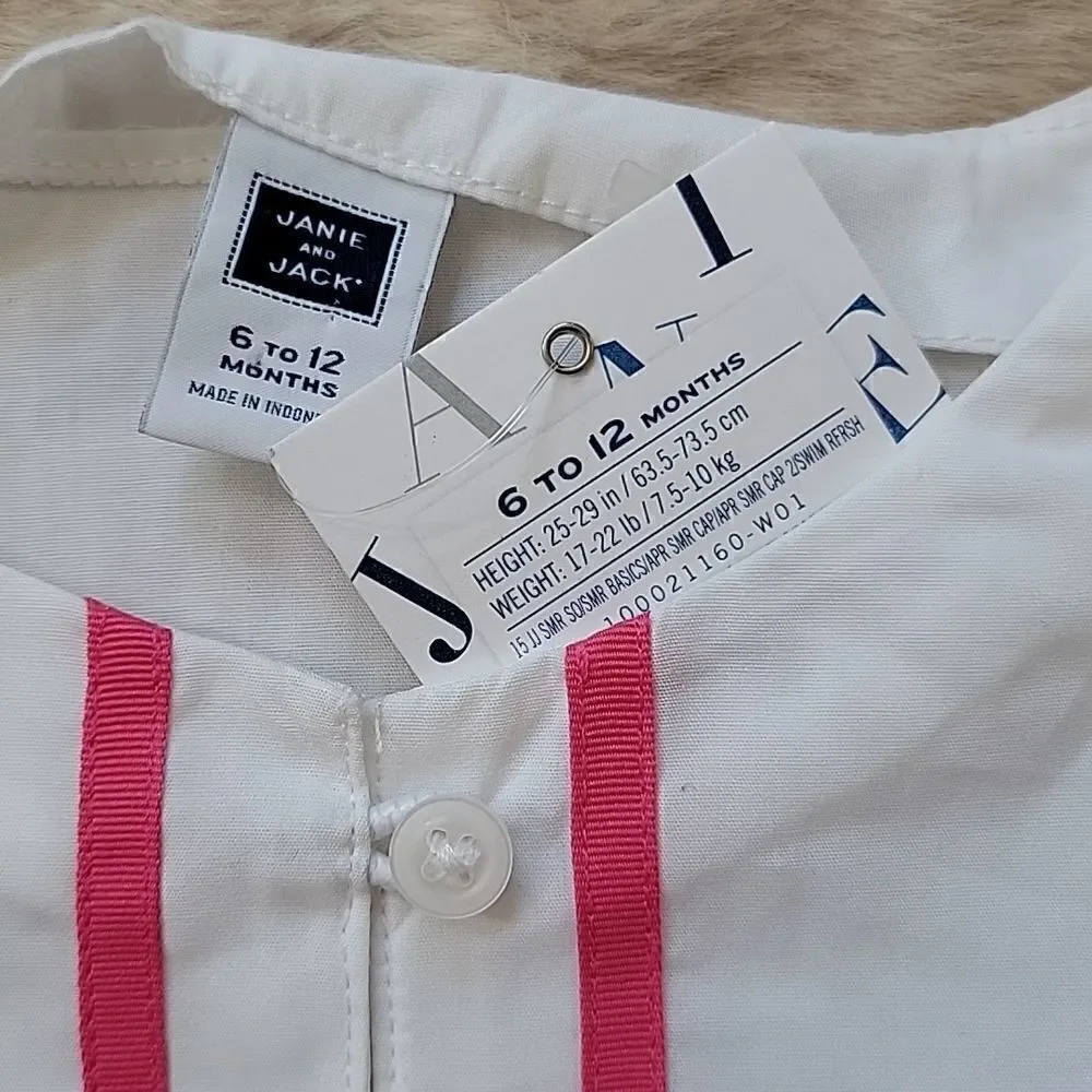 JANIE AND JACK WHITE WITH PINK SWIM COVER-UP TUNIC, NEW!